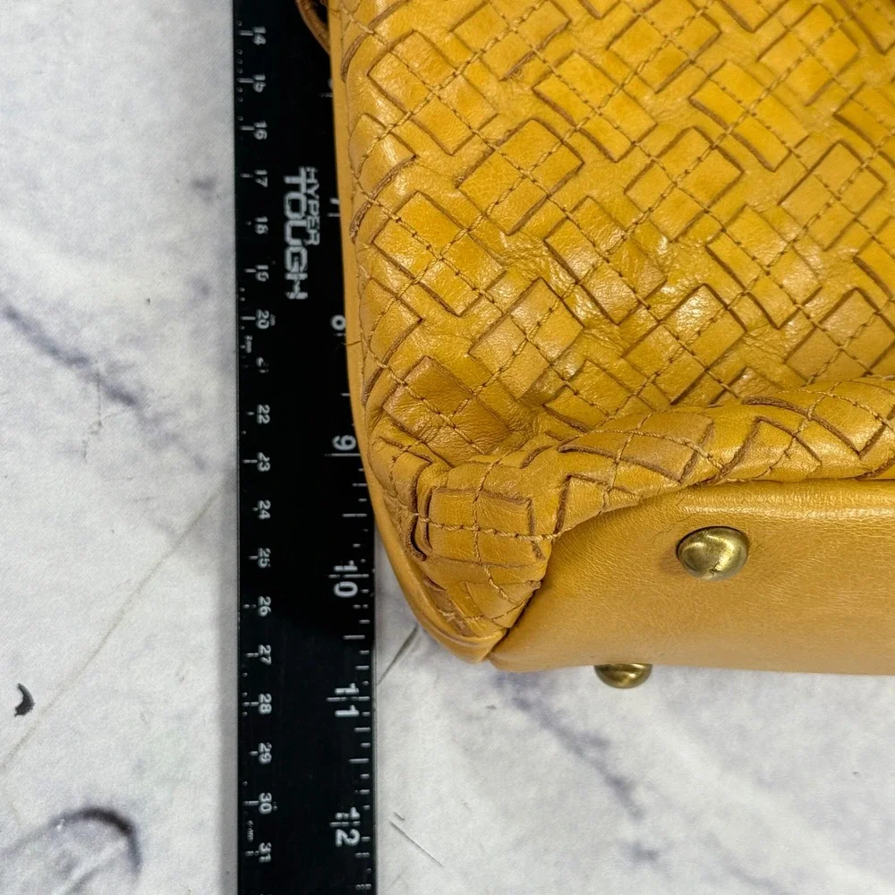 Patricia Nash Maissana Hobo Mustard Yellow Braided Stitch Leather Bag‎